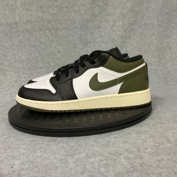 Air Jordan 1 Low Black Toe Medium Olive GS 7Y White 553560 092 sz 6.5 - Picture 3 of 6